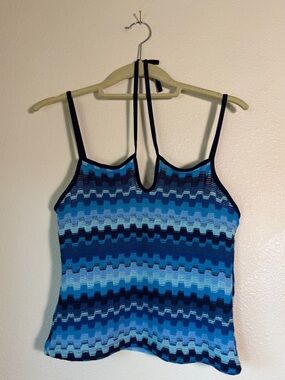 Tamina Vintage Y2K Zigzag Knit Tank Top, Medium